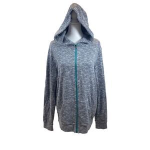 Five Four Brand Ladies Navy and White Marled Full‎ Zip Hoodie Sweatshirt Large